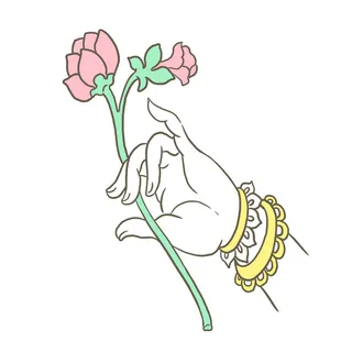 禅意佛手拈花指莲花佛珠敦煌文化线描稿国潮风元素设计模板素材