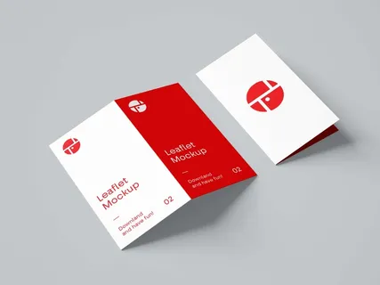 手册折页展示正反面二折页2-Fold Brochure Mockup