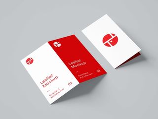 手册折页展示正反面二折页2-Fold Brochure Mockup