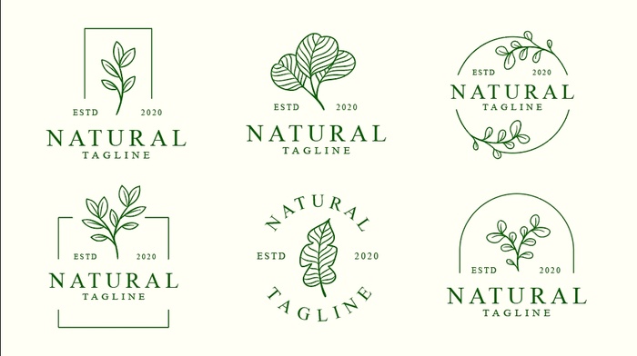 手绘绿色自然标志素材