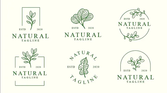 手绘绿色自然标志素材