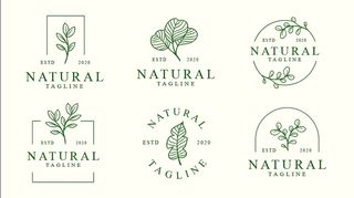 手绘绿色自然标志素材