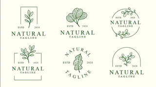 手绘绿色自然标志素材