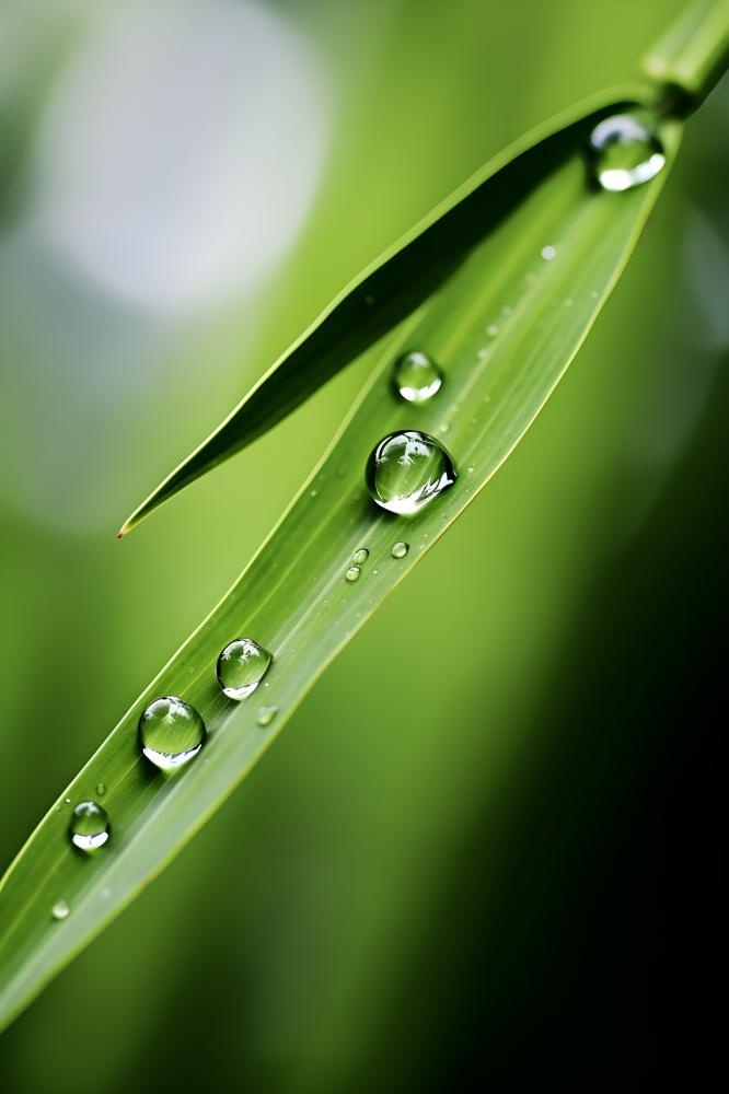 枝叶树叶绿色水滴露珠清新背景