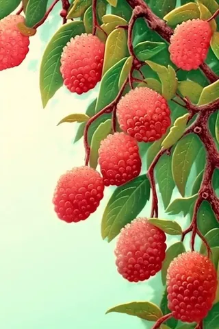 荔枝清新国风淡绿色背景