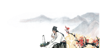 山水画素材中国风水墨画素材元素中国画