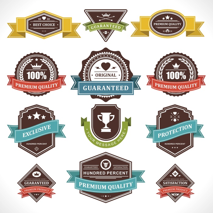 免抠复古绸带标签