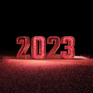 兔年2023年数字黑红色背景