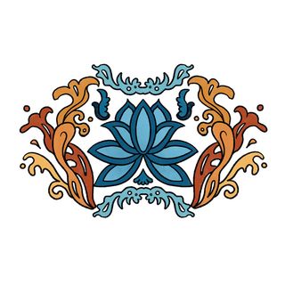 复古中国风国潮敦煌花纹花草插画手绘装饰小元素PSD素材