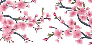 粉色花朵树枝元素