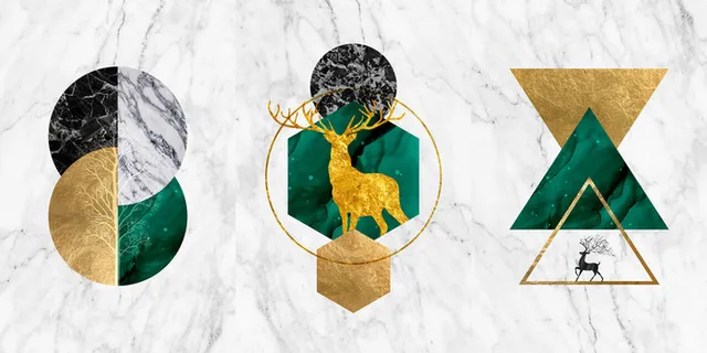 三联大理石金鹿背景