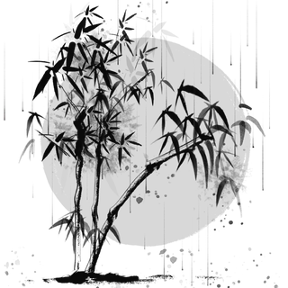 竹子水墨画中国风国画墨水书法竹子画