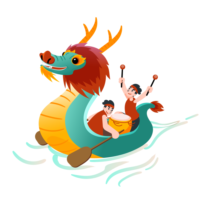 端午节赛龙舟打鼓免扣元素