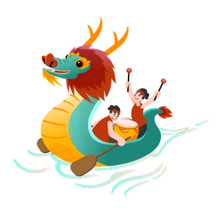 端午节赛龙舟打鼓免扣元素