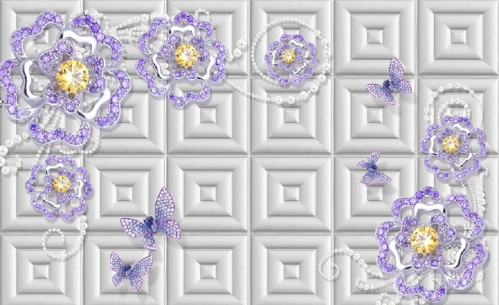 雕塑花朵蝴蝶背景墙