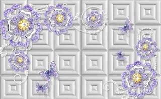 雕塑花朵蝴蝶背景墙