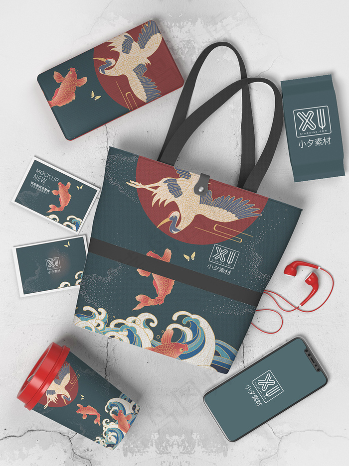 唯美国潮风中式文创智能贴图样机