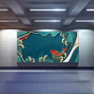 中国风国潮展板背景psd分层模板