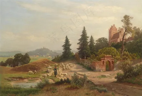 乡村欧式风景油画图片 乡村欧式风景油画图片