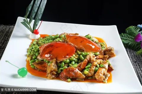 青豆焖蟹中华美食摄影图 青豆焖蟹中华美食摄影图