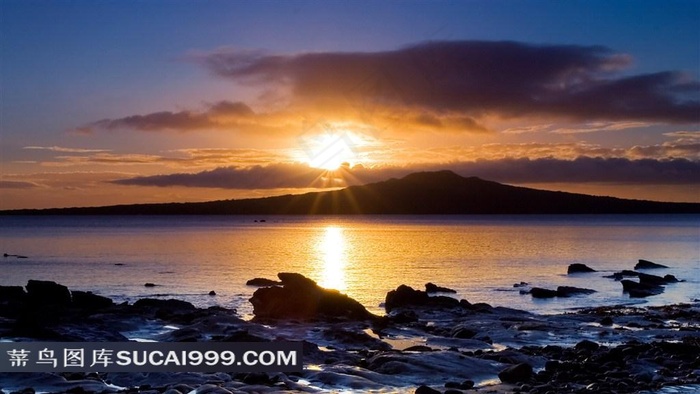大海海边斜阳风景