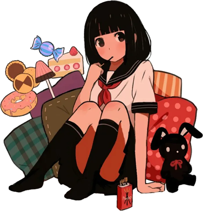 短发小女孩素材礼物堆卡通