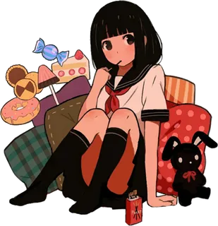 短发小女孩素材礼物堆卡通