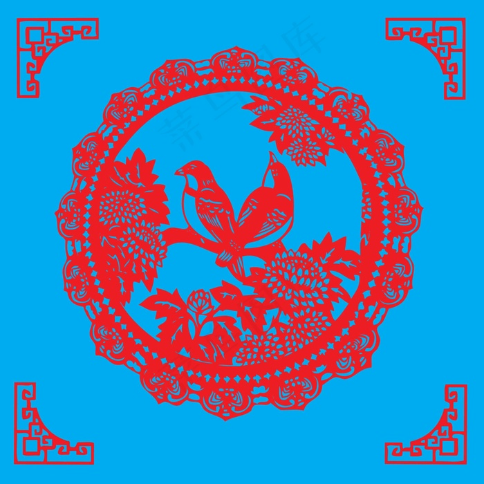 花鸟剪纸 剪纸风元素