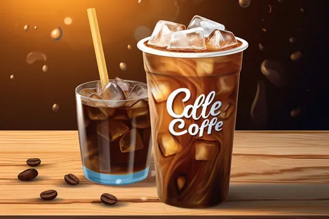 咖啡拿铁咖啡店卡通插画背景