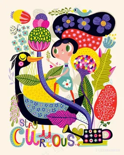 高清美女野鸭时尚插画