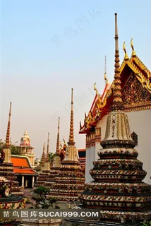 亚洲 泰国 曼谷 卧佛寺 佛塔 特写