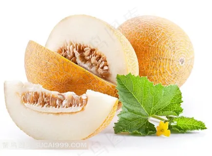 哈密瓜和叶子黄花 哈密瓜和叶子黄花