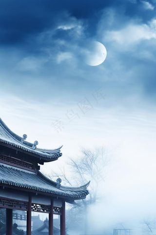 国风屋檐建筑冰冷背景