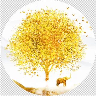 发财树圆形装饰画