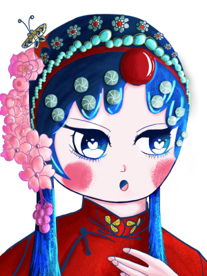 国潮花旦脸谱插画