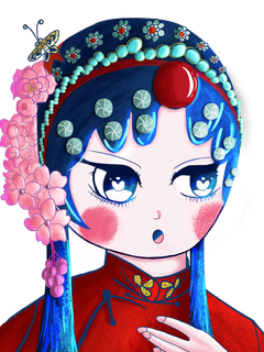 国潮花旦脸谱插画 国潮花旦脸谱插画