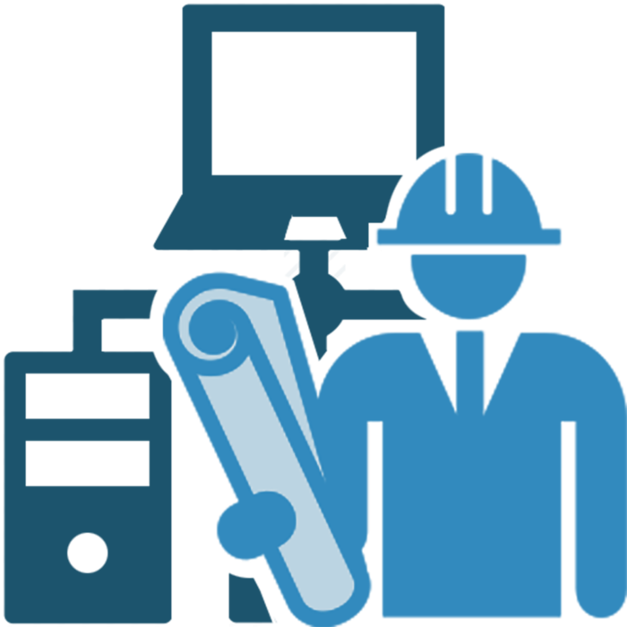 施工人物卡通简笔蓝色