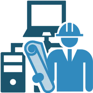 施工人物卡通简笔蓝色