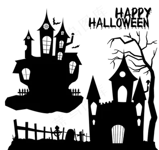 万圣节节日卡通素材城堡