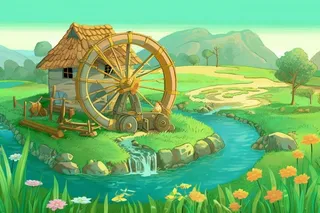 国潮卡通农田稻田背景