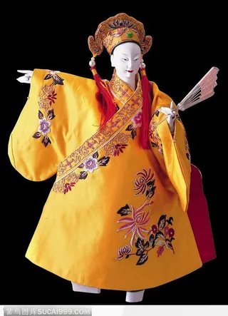 中华传统戏偶-黄色的掌中戏偶