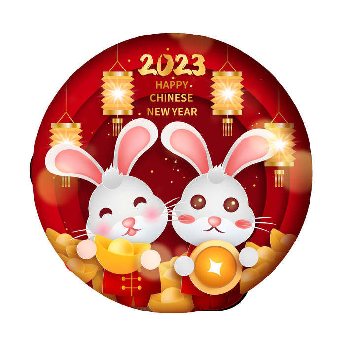 2023年兔年红色元素psd模版下载