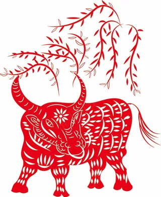 牛剪纸 剪纸风元素