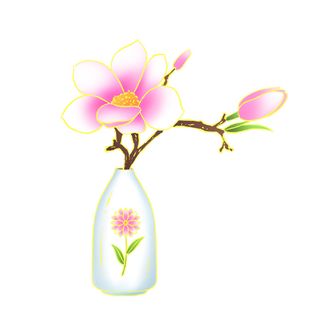 国潮风立体浮雕金边手绘花朵花卉PSD设计PNG免扣图片元素素材