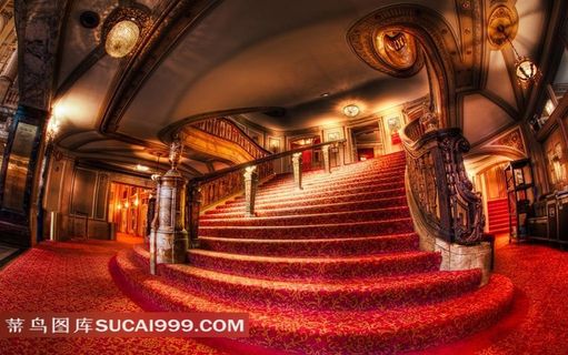 奢华室内大红地毯高清摄影图片