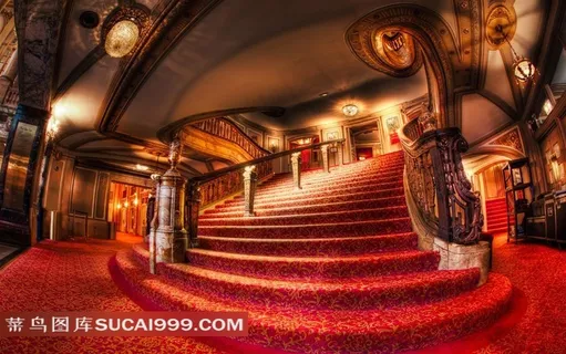 奢华室内大红地毯高清摄影图片