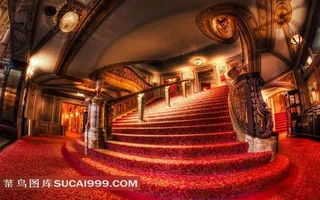 奢华室内大红地毯高清摄影图片