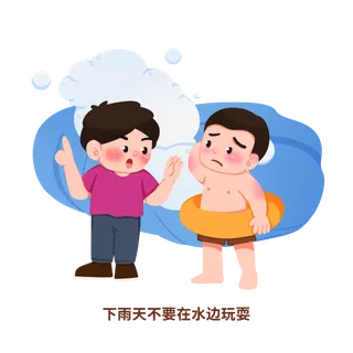 手绘夏季避雷防雷电安全知识插画