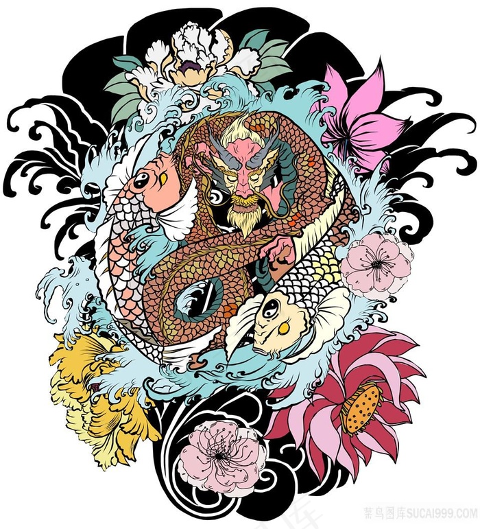 龙虎相斗龙腾虎跃高清挂画壁纸高分辨率打印喷绘素材