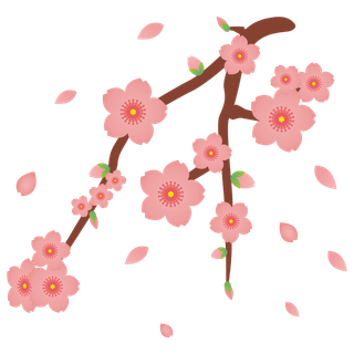 春天浪漫粉红色樱花手绘樱花梅花桃花花朵图片PNG免扣素材